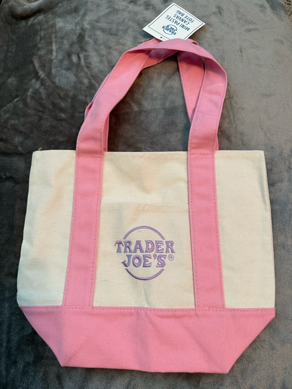 Pink & Cream Mini Canvas Tote Bag